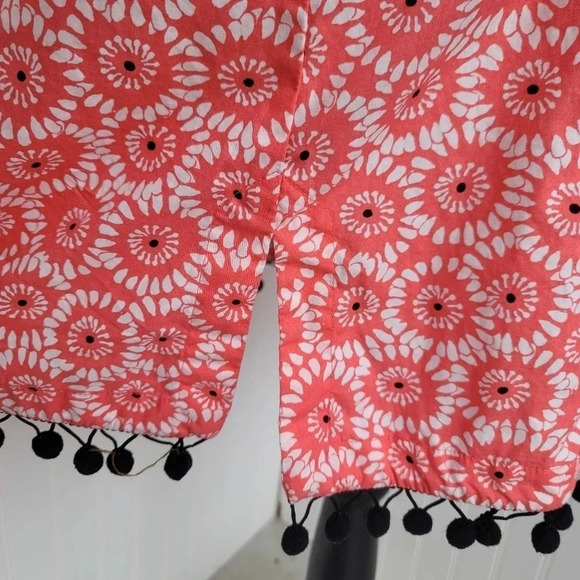 Garden Freak Rare Grow a Pear Coral Pink Black Pom Floral Dress Funky Bright L - Picture 10 of 11